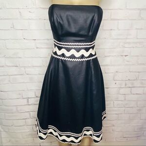 Shoshana Black Embroidered Strapless Dress